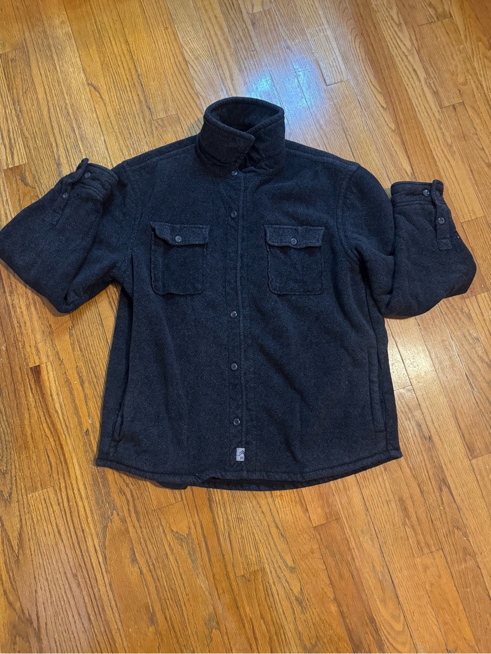 Men's Black Lightweight Fleece Overshirt Jacket